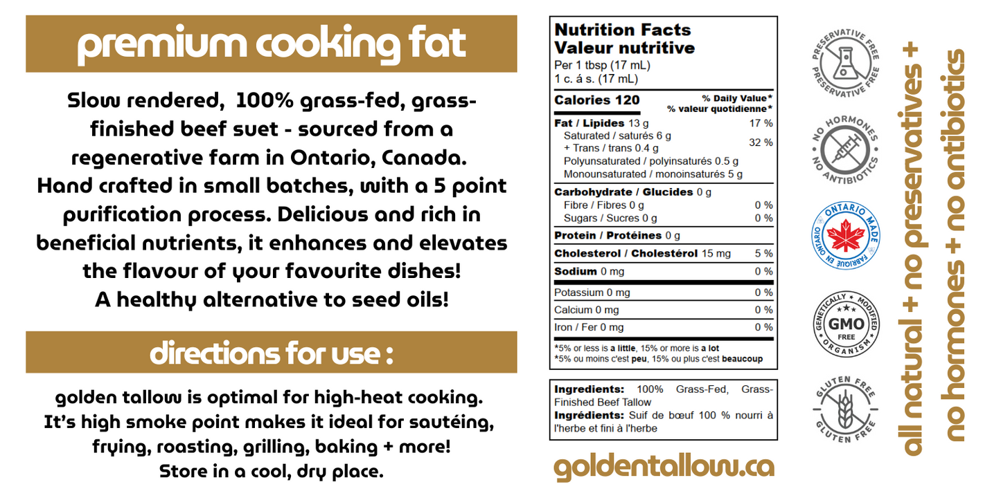 beef tallow for cooking - nutritional facts
